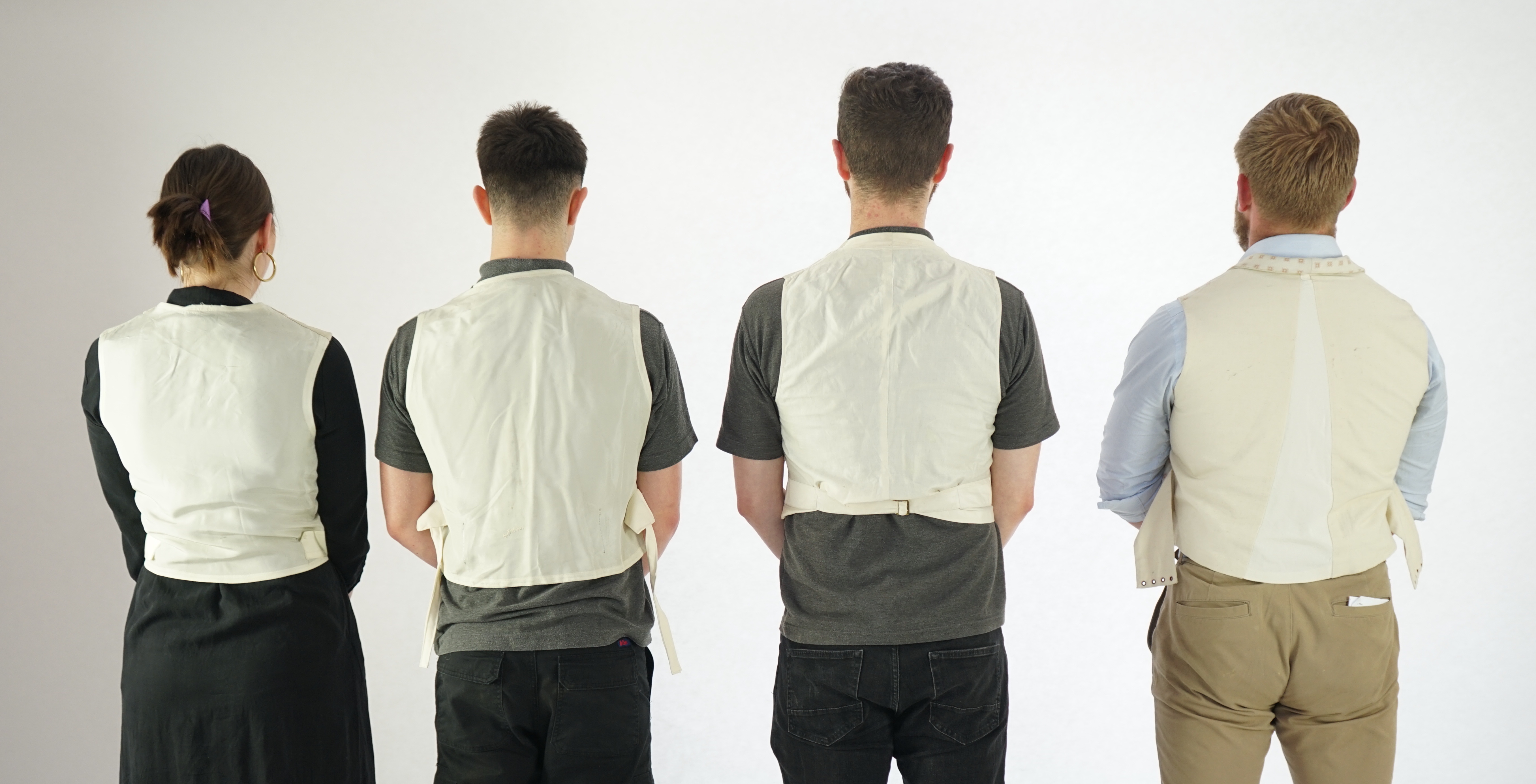 Four 19th Century light coloured evening waistcoats. Approx size 38